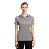 Sport-Tek LST665 Women's Heather Colorblock Contender Polo Shirt in Vintage Heather/Purple size 4XL | Polyester