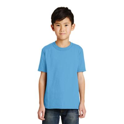 Port & Company PC55Y Youth Core Blend Top in Aquatic Blue size Large | Cotton/Polyester