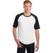 Sport-Tek T201 Short Sleeve Colorblock Raglan Jersey T-Shirt in White/Black size Small | Cotton