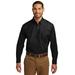Port Authority TW100 Tall Long Sleeve Carefree Poplin Shirt in Deep Black size 4XLT | Cotton Blend
