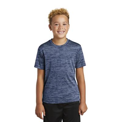 Sport-Tek YST390 Youth PosiCharge Electric Heather Top in Carolina Blue-True Navy Blue size Small | Polyester