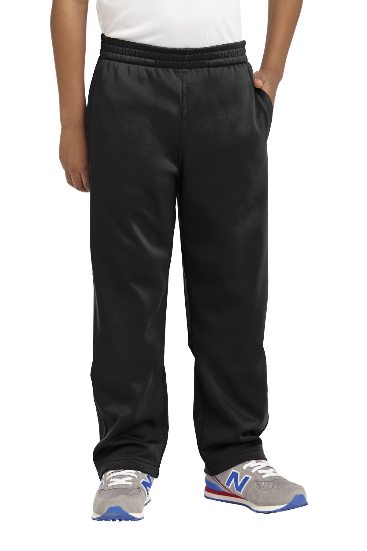 Sport-Tek YST237 Youth Sport-Wick Fleece Pant in Black size Medium | Polyester