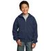Port & Company PC90YZH Youth Core Fleece Full-Zip Hooded Sweatshirt in Navy Blue size XL | Cotton/Polyester Blend