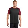 Sport-Tek ST371 CamoHex Colorblock Top in Black/Deep Red size Large | Polyester