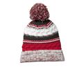 Sport-Tek STC21 Pom Team Beanie Hat in True Red/Black/White size OSFA | Acrylic