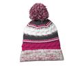 Sport-Tek STC21 Pom Team Beanie Hat in Pink Raspberry/Iron Gray/White size OSFA | Acrylic