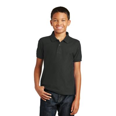 Port Authority Y100 Youth Core Classic Pique Polo Shirt in Deep Black size Large | Cotton Blend