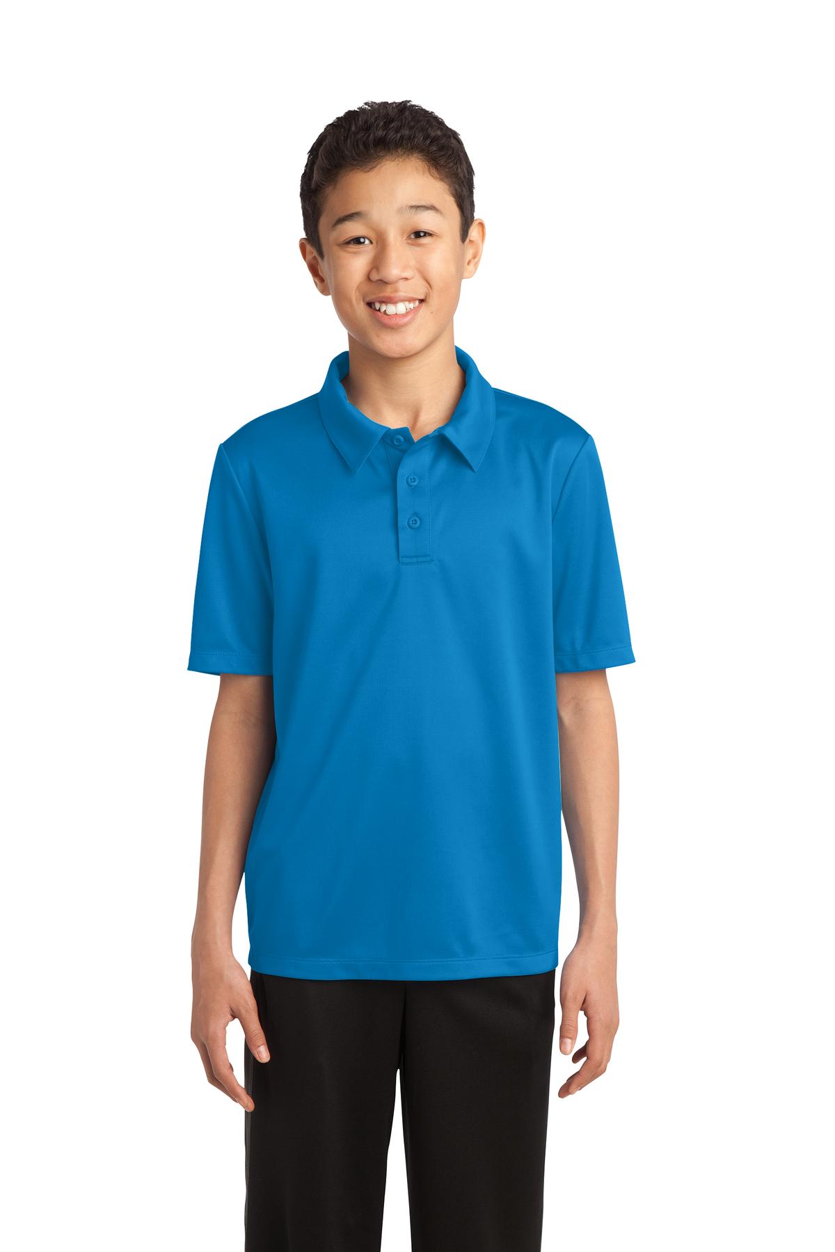 Port Authority Y540 Youth Silk Touch Performance Polo Shirt in Brilliant Blue size Medium | Polyester