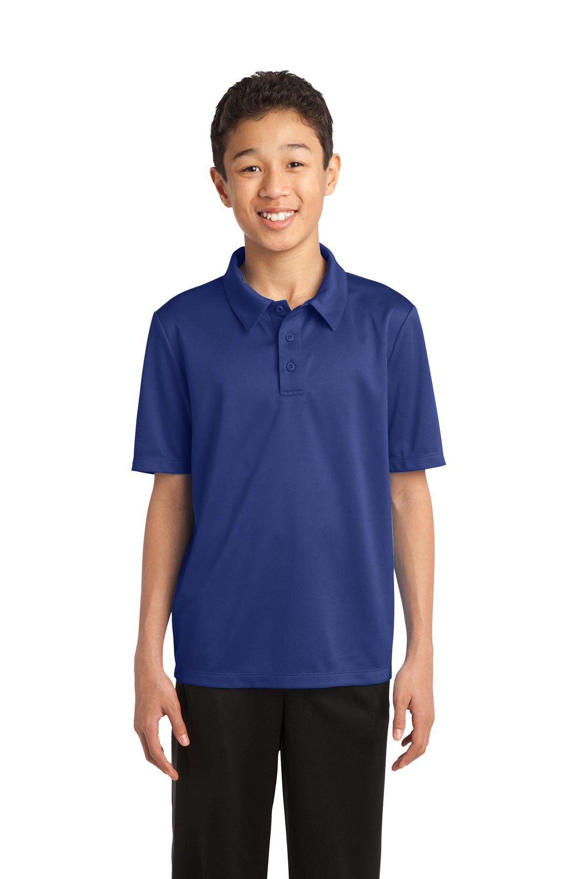 Port Authority Y540 Youth Silk Touch Performance Polo Shirt in Royal Blue size Medium | Polyester