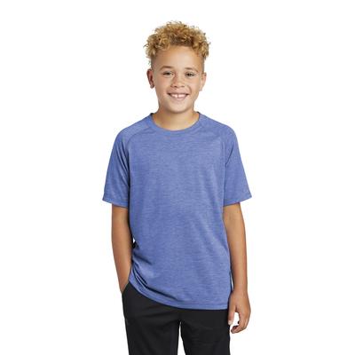 Sport-Tek YST400 Youth PosiCharge Tri-Blend Wicking Raglan Top in True Royal Blue Heather size XL | Triblend