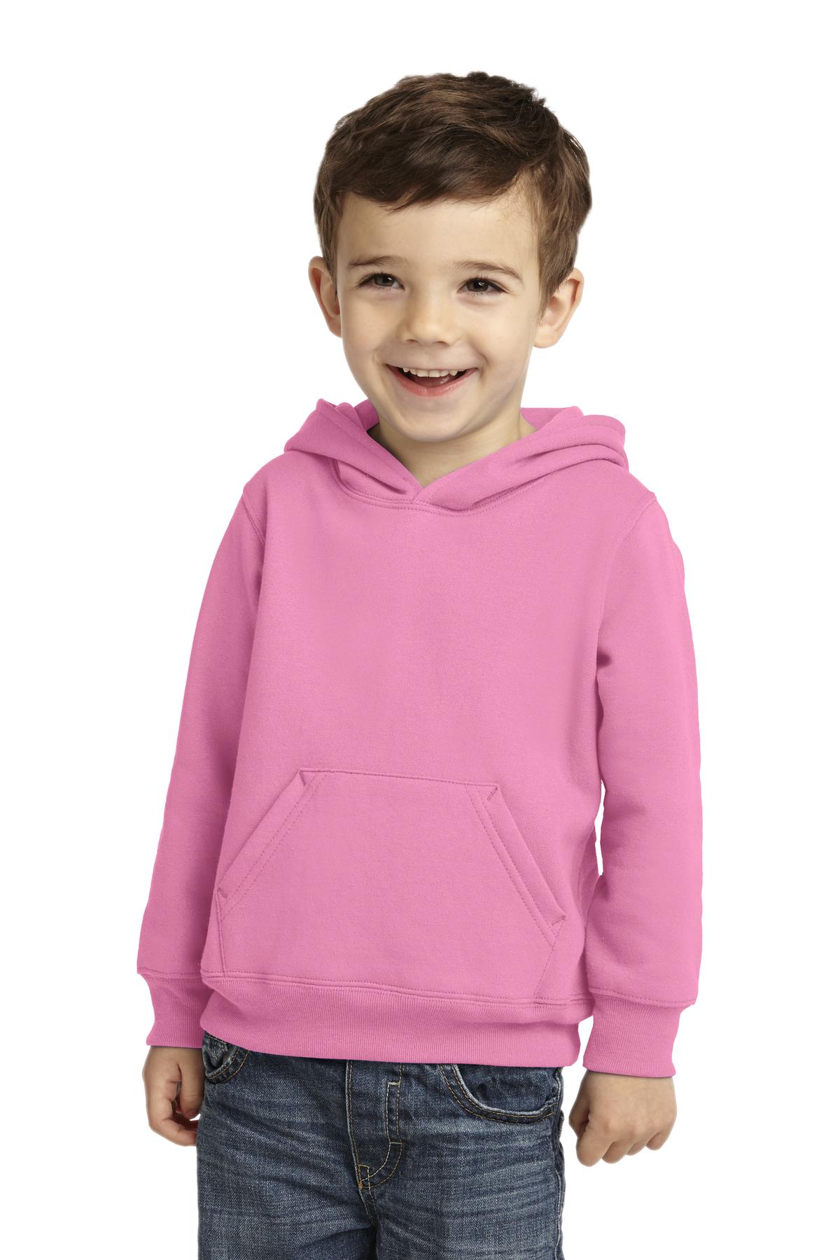 Port & Company CAR78TH Toddler Core Fleece Pullover Hooded Sweatshirt in Candy Pink size 4T