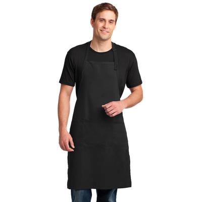 Port Authority A700 Easy Care Extra Long Bib Apron with Stain Release in Black size OSFA | Polyester Blend