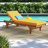 Sol 72 Outdoor™ Alvah 78.70" Long Reclining Eucalyptus Single Chaise w/ Cushions Wood/Solid Wood in Brown | 14.2 H x 27.6 W x 78.7 D in | Wayfair