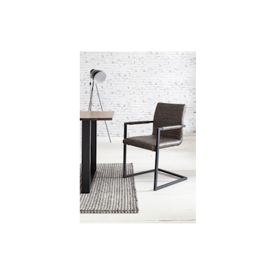 SalesFever Freischwinger Stuhl 2er Set |Bezug Kunstleder | Gestell Metall schwarz lackiert | Quersteppung | B 55 x T 58 