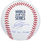 Gavin Lux Los Angeles Dodgers Autographed 2020 MLB World Series Champions Logo Baseball with "2020 WS Champs" Inscription