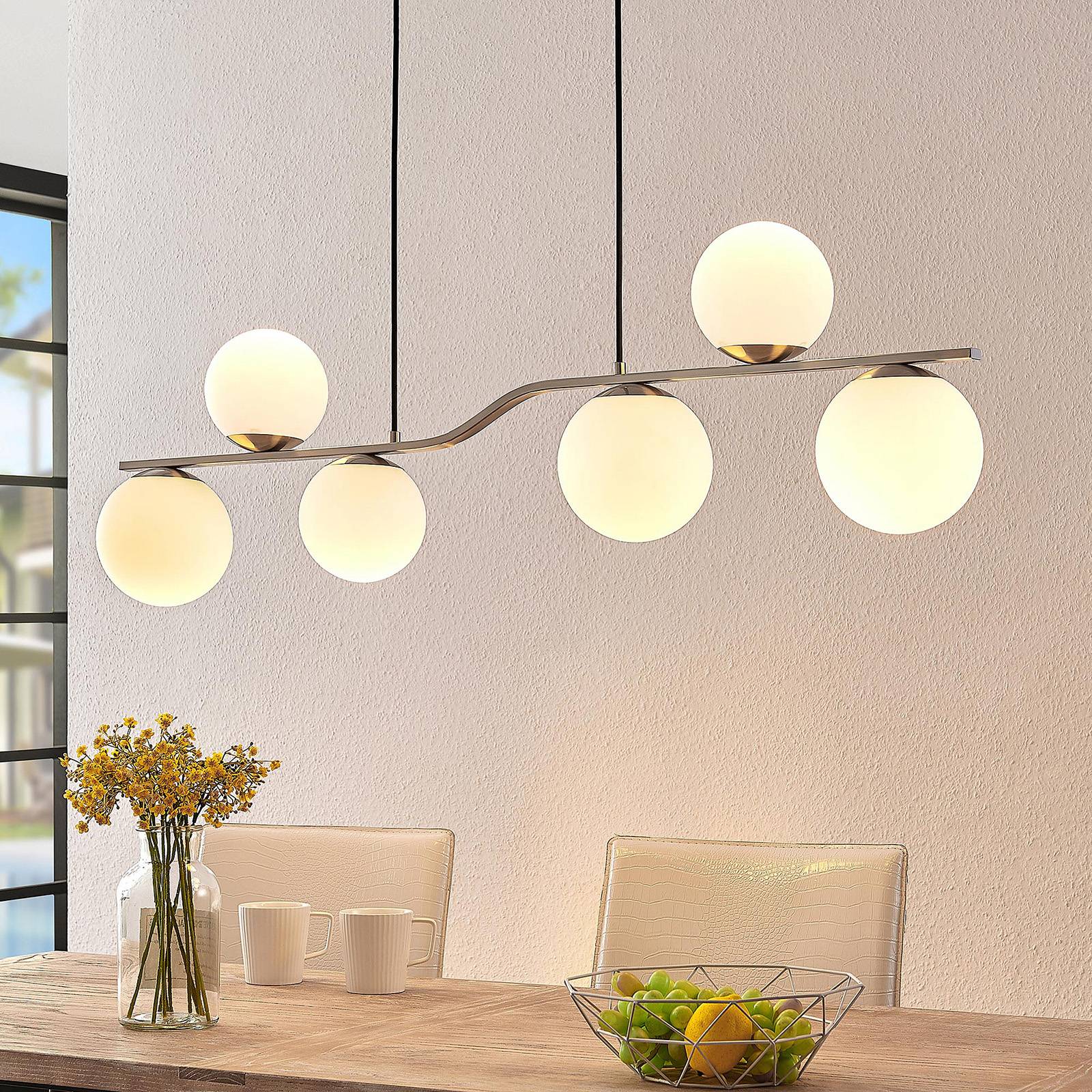 Hängelampe Avalyn Lindby, dimmbar, alu / grau / zink, für Wohn- / Esszimmer, Glas, Modern, Pendelleuchte