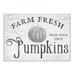 Rosalind Wheeler 'Vintage Rustic Farm Fresh Pumpkins Sign' by Daphne Polselli - Textual Art Print Wood in Brown | 13 H x 19 W x 1.5 D in | Wayfair