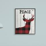 The Holiday Aisle® Checker Plaid Reindeer Rustic Peace Text by Andi Metz - Painting Print Wood in Brown | 30 H x 24 W x 1.5 D in | Wayfair