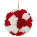 The Holiday Aisle® 12" Red & White Peony Hanging Ball Fabric | 12.6 H x 12.6 W x 12.6 D in | Wayfair 9F15D8BD87AF439EBCF0493397E8CBB2