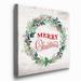 The Holiday Aisle® Merry Christmas Wreath - Wrapped Canvas Textual Art Print Canvas, Solid Wood in Green/Red | 16 H x 16 W x 1 D in | Wayfair