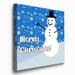The Holiday Aisle® Holiday Snowman Simple II - Wrapped Canvas Graphic Art Print Metal in Blue/White | 40 H x 40 W x 1 D in | Wayfair
