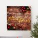 The Holiday Aisle® Chrsitmas Wood Background - Wrapped Canvas Textual Art Print Canvas in Brown/Yellow | 24 H x 24 W x 1 D in | Wayfair