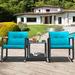 Winston Porter Ehrenberg 3 Piece Rattan Seating Group w/ Cushions Synthetic Wicker/All - Weather Wicker/Wicker/Rattan in Blue | Outdoor Furniture | Wayfair