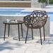 Brayden Studio® Rabia Outdoor Side Table w/ Glass Top & Aluminum Base Glass/Metal in Brown | 19 H x 23 W x 23 D in | Wayfair