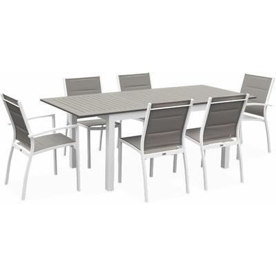 Sweeek - Ausziehtisch-Set - Chicago 150/210cm Weiß / Taupe Image