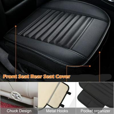 HONCENMAX Car Seat Cover Cushion Pad Mat Protector Car Interior Accessories WITHOUT Backrest 1 Pack Front Seat Cover Beige for Sedan SUV Office PU Leather 