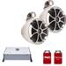 Wet Sounds ICON8W-FC 8 White Tower Speakers with Stainless Steel Fixed Clamps & HTX2 600 Watt Amplifier