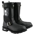 Xelement X19405 Men s Black Tribal Skull Leather Motorcycle Boots with Poron Cushion Insoles 101/2