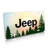 Jeep Green Forrest Sillhouette Graphic Aluminum License Plate