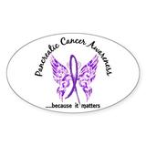 CafePress - Pancreatic Cancer Butterfly 6.1 - Sticker (Oval)