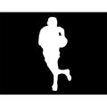 ND096W Basketball Player Jumping Off Left Foot Decal Sticker | 5.5-Inches By 2.9-Inches | Car Truck Van SUV Laptop Macbook Decal | White Vinyl