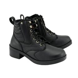 Milwaukee Leather MBK9275 Boys Black Lace-Up Boots with Side Zipper Entry 2.5