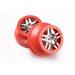 Traxxas 6872A - SCT Split-Spoke Beadlock Style Wheels Satin Chrome/Red 2WD/4WD