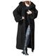 Women Hooded Cardigan Coat TUDUZ Ladies Winter Solid Long Open Front Knitted Sweater Outerwear Thick Warm Hoody Knitwear Jackets(A Black,5XL)