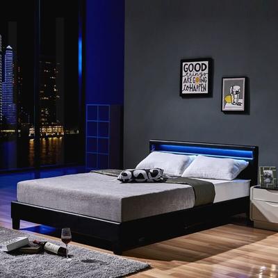 Led Bett astro Farbe: Schwarz, Größe: 140 x 200 cm led Polsterbett Bett Bettgestellt - Home Deluxe Image