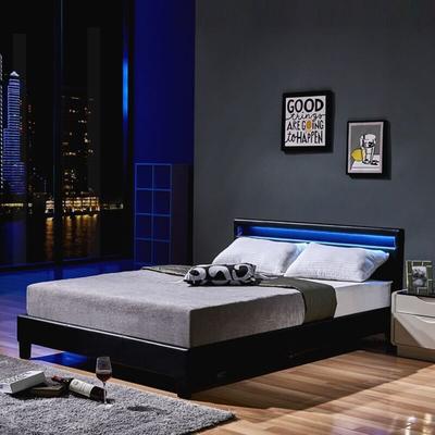 Led Bett astro Farbe: Schwarz, Größe: 140 x 200 cm led Polsterbett Bett Bettgestellt - Home Deluxe