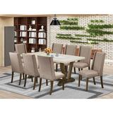 Lark Manor™ Tobias 9 - Piece Rubberwood Solid Wood Dining Set Wood/Upholstered in White | Wayfair BA54D80324274C9D922B58C70459A7F8