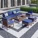 Winston Porter Clatonia 9 Piece Sectional Seating Group w/ Cushions Metal in Black | 27.6 H x 87.3 W x 29.1 D in | Outdoor Furniture | Wayfair