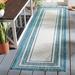 Blue/Green 27 x 0.2 in Area Rug - Highland Dunes Marrakech Geometric Ivory/Teal Indoor/Outdoor Area Rug | 27 W x 0.2 D in | Wayfair