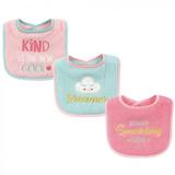 Luvable Friends Baby Girl Cotton Drooler Bibs with Fiber Filling 3pk Dreamer One Size