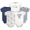 Touched by Nature Baby Boy Organic Cotton Bodysuits 5pk Elephant 12-18 Months