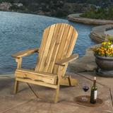 Desert Fields Munoz Reclining Wood Adirondack Chair with Footrest Natural Stained