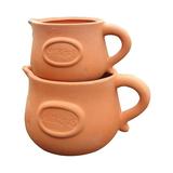 Set of 2 Different Sized Natural Colored Terracotta Milk Jug Badged Garden Planter