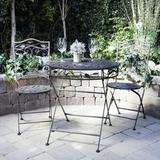 Alpine Corporation Bird and Leaf Outdoor Patio Bistro Set Metal 3 - Piece Set Brown