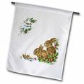 3dRose Cute Vintage Bunnies in Winter Forest in Snow with Bird Polyester 1 6 x 1 Garden Flag