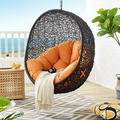 Modway Encase Swing Outdoor Patio Lounge Chair Without Stand in Black Orange